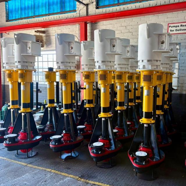 Titan Pumps SA industrial vertical pumps ready for delivery in the warehouse