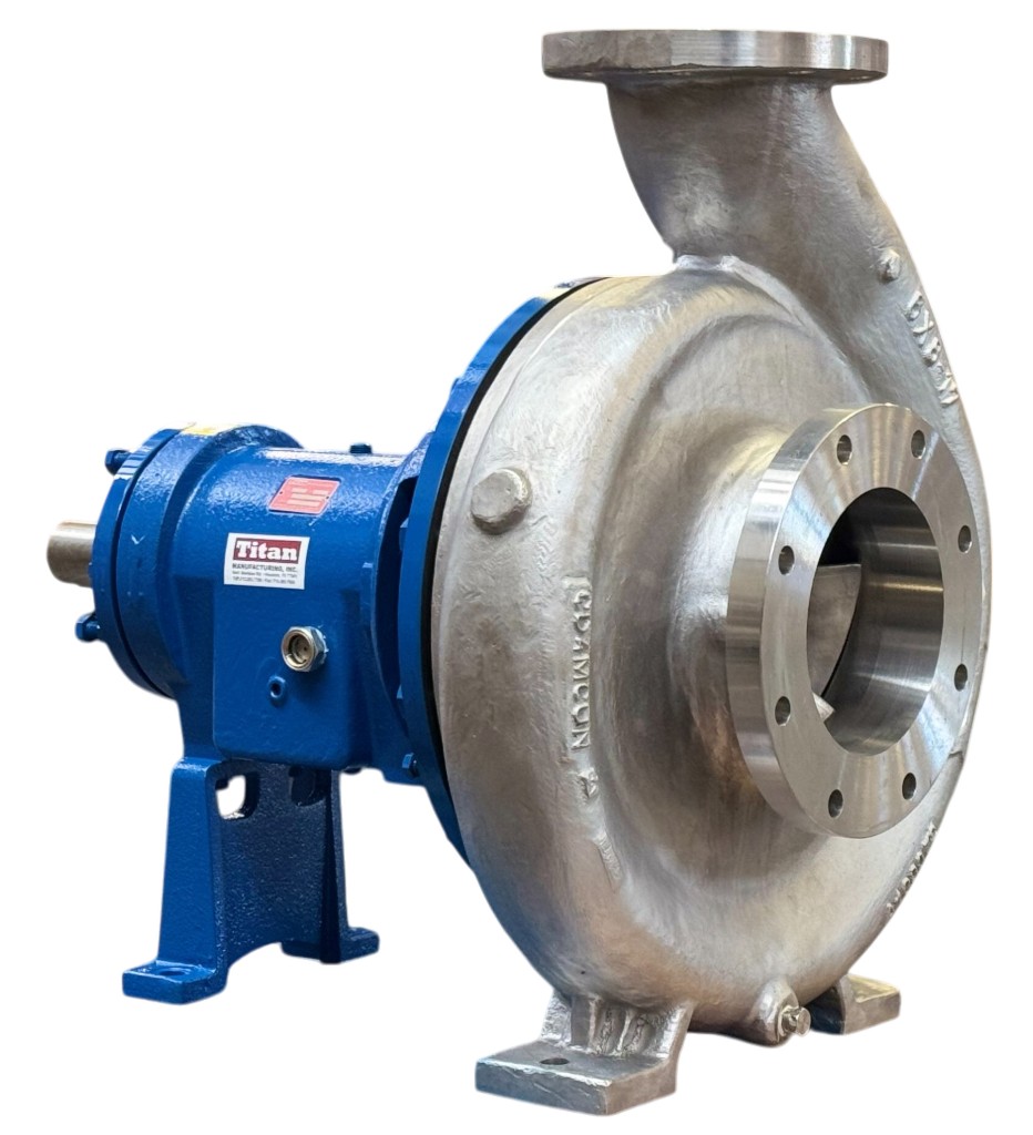 Industrial centrifugal pump with cast volute casing and bearing frame for water transfer and process applications